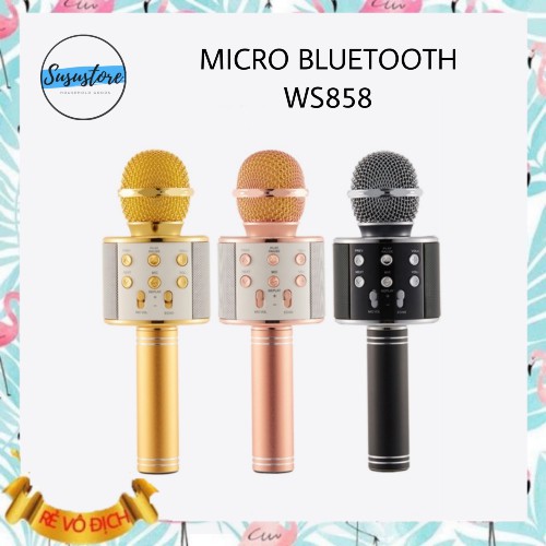 Micro karaoke bluetooth kiêm loa thông minh WS-858 siêu bass ( màu ngẫu nhiên)