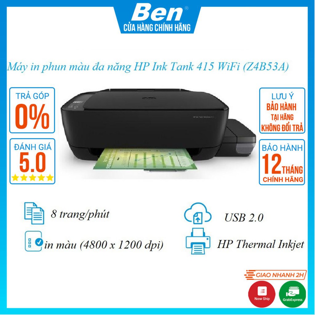 Máy in phun màu đa năng HP Ink Tank 415 WiFi (Z4B53A)