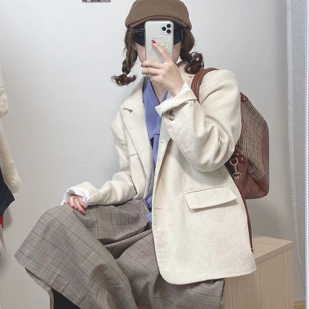 (3 Mẫu)Ảnh thật 3 hình cuối-Áo blazer nhung mùa thu thời trang Ulzzang | BigBuy360 - bigbuy360.vn