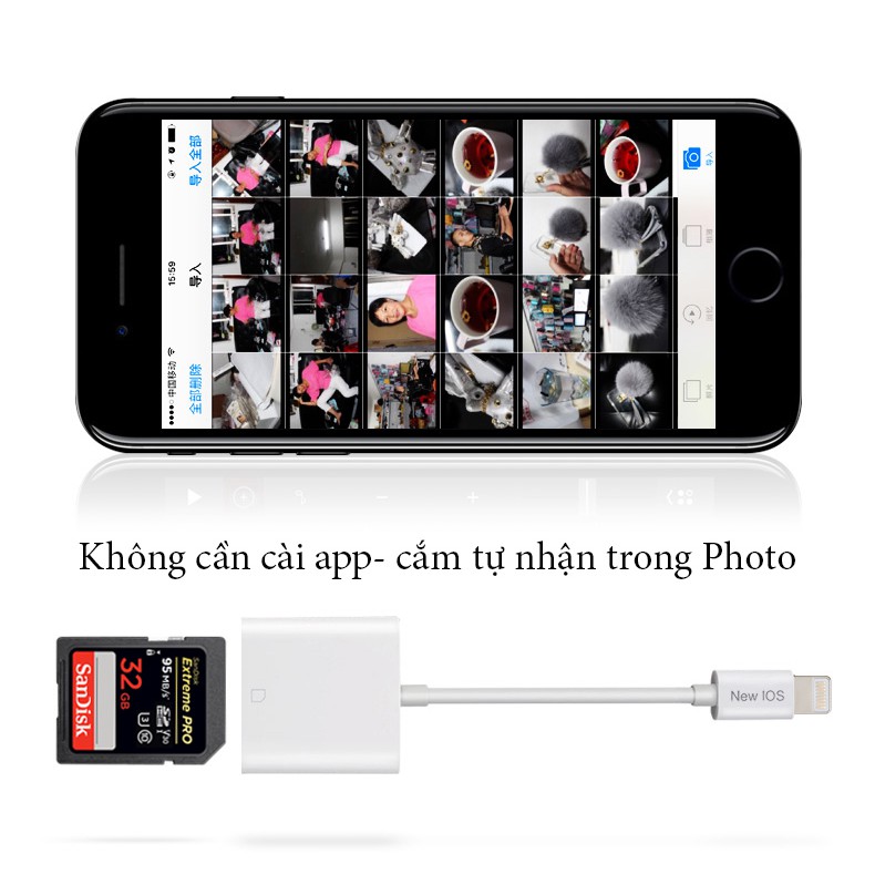 [Freeship toàn quốc từ 50k] Thiết bị đọc thẻ nhớ SD cho iphone ipad cổng lighting