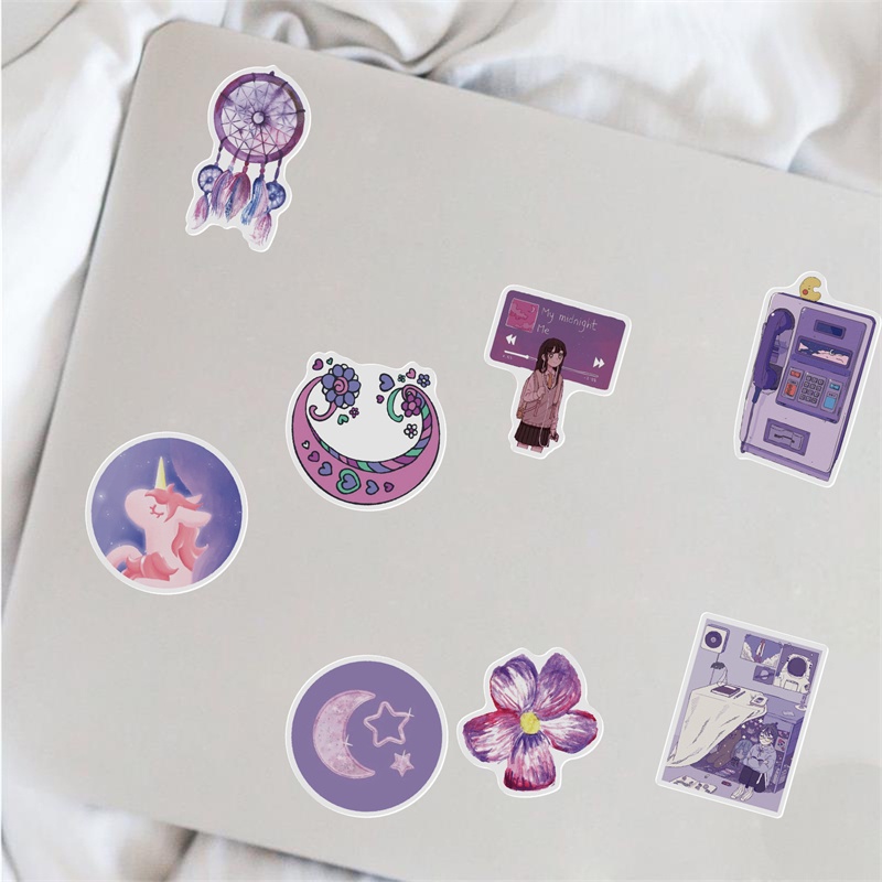 Set 50 Nhãn Dán Hoạt Hình graffiti Chống Nước Dễ Thương Trang Trí Hành Lý / Xe Máy / Xe Đạp Cho Bé Gái