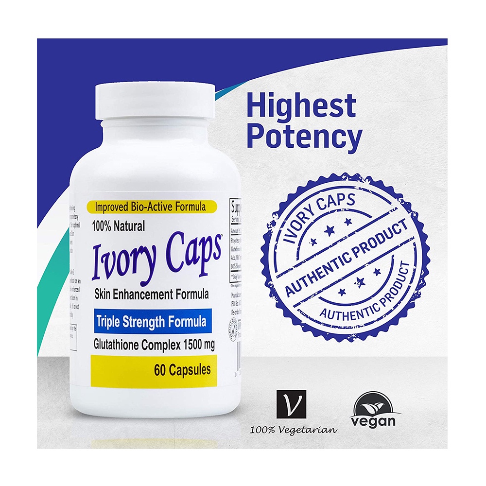 Viên uống giúp làm trắng da Glutathione Complex 1500mg Ivory Caps 60 viên của Mỹ
