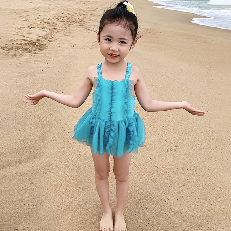 Đầm Lưới Hai Dây Màu Sắc Ngọt Ngào Phong Cách Hàn Quốc Thời Trang Mùa Hè Cho Bé Gái