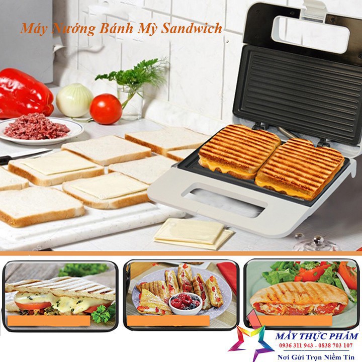 Máy Nướng Bánh Mì Sandwich Máy Kẹp Bánh Mì Cho Bữa Sáng Đa Năng Dễ Sử Dụng