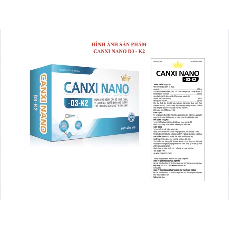 Viên uống Canxi Hữu cơ CANXI NANO - D3- K2