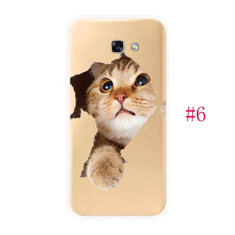 Ốp lưng TPU mềm cho Samsung Galaxy A3 A5 A7 2016 2017 Mèo và chó dễ thương Hoa văn