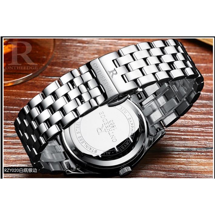 Đồng hồ nam dây thép Ontheedge 020 (fullbox, trắng-đen) | BigBuy360 - bigbuy360.vn