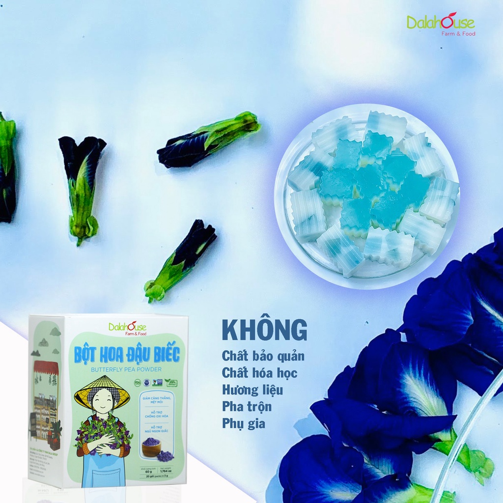 Gói 3g tiện dụng - Bột hoa đậu biếc nguyên chất sấy lạnh Dalahouse - Date: 5/2024 - Shanti