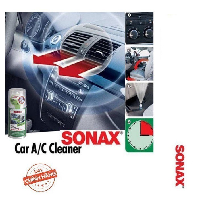 Sản phẩm Chai khử mùi, diệt khuẩn và làm sạch điều hòa ô tô Sonax 323600: Sonax Car A/C cleaner 100ml .