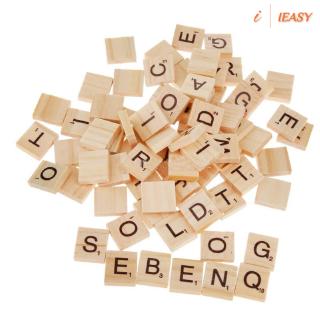 IE❤100Pcs Wood Alphabet Scrabble Tiles Black Letters & Numbers Toys for Crafts