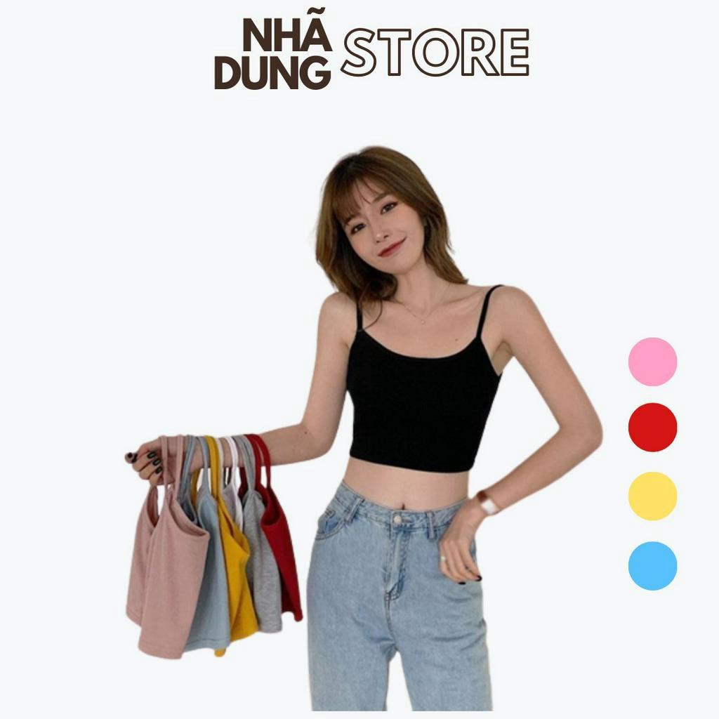 Áo croptop hai dây mảnh nữ trơn, Ôm Body Chất Tốt, Áo thun Kiểu nữ ôm thun gân mềm mát Mẫu Mới dưới 53kg