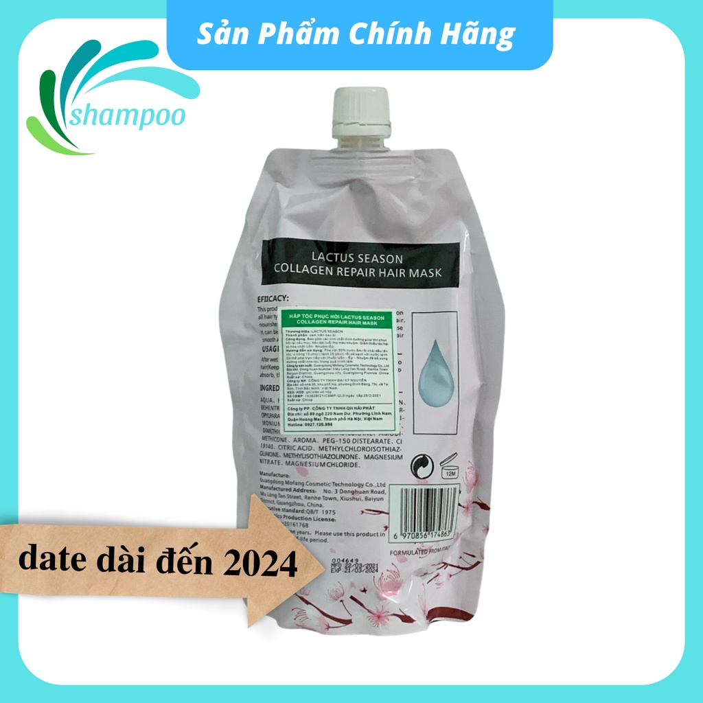 Kem ủ tóc collagen Lactus season dầu hấp tóc phục hồi hư tổn QH lactusseason 500ml