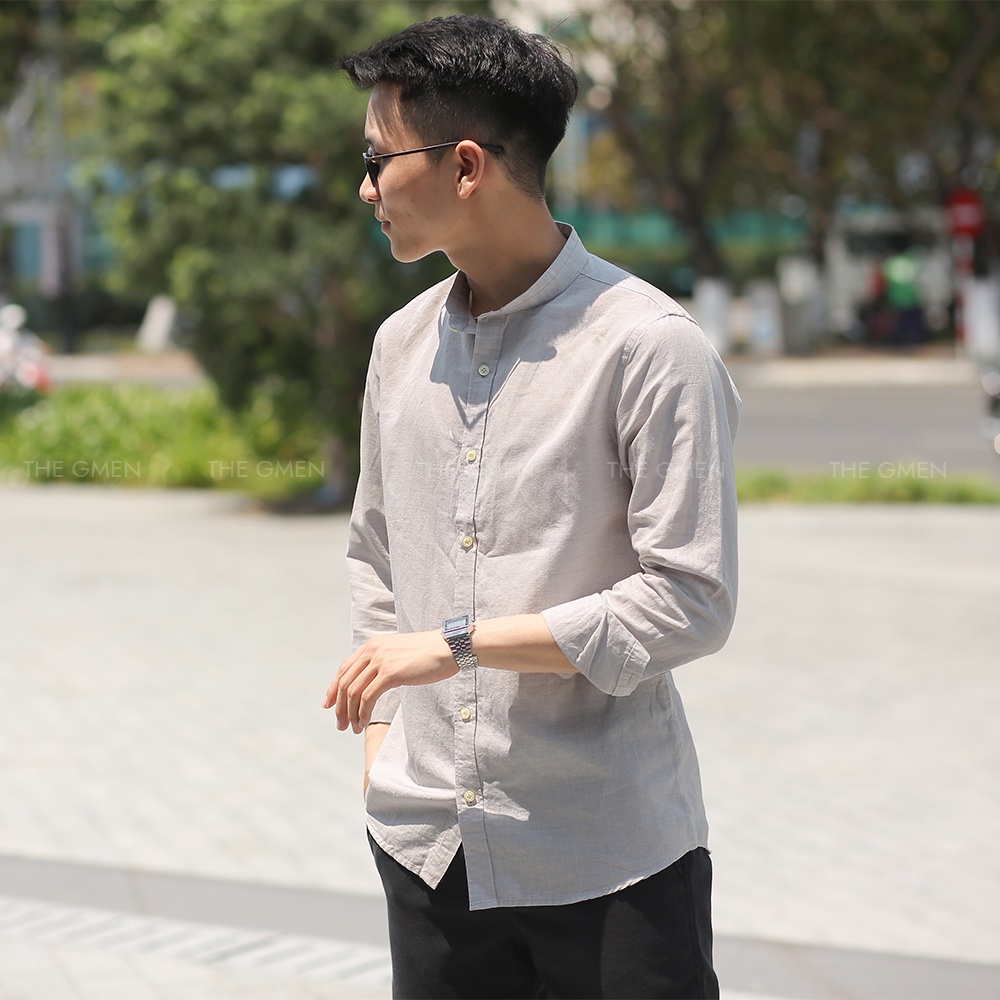 [Giảm 10% Mã SKMLTSM12] Áo sơ mi tay dài The GMEN Linen cổ trụ chất liệu linen mềm mại, thoáng mát giá tốt | BigBuy360 - bigbuy360.vn