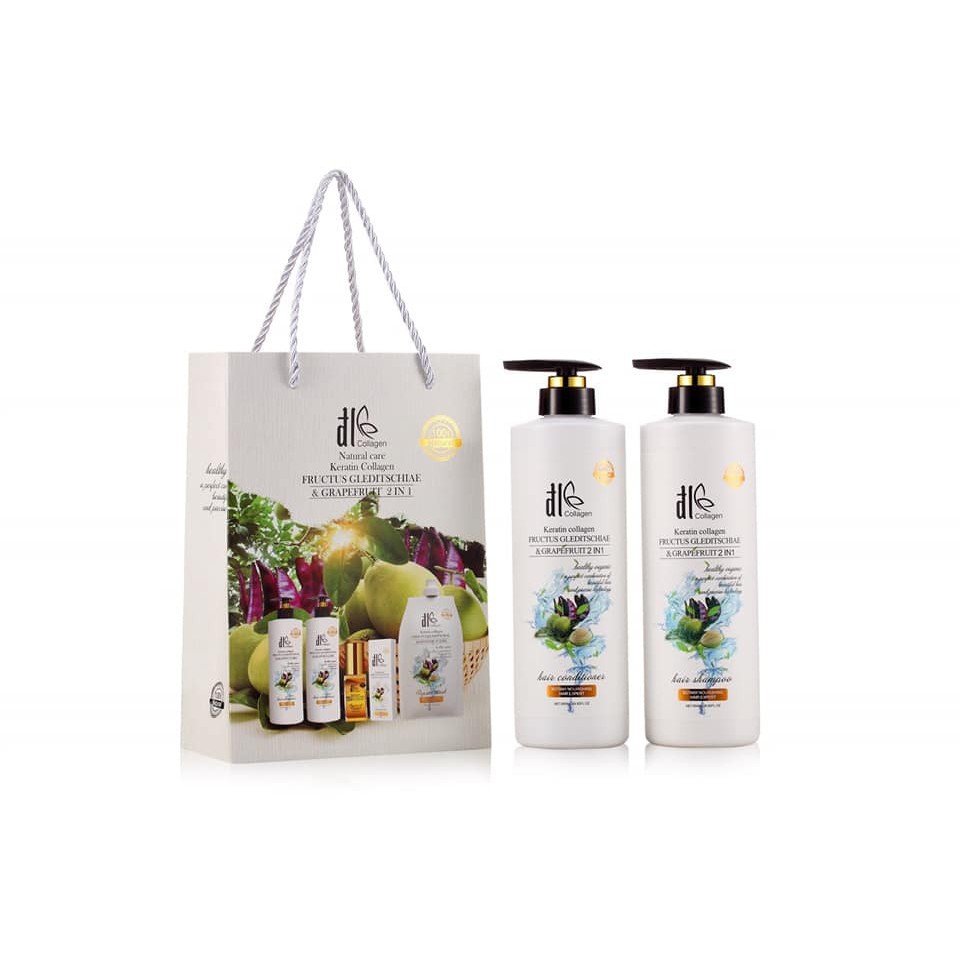 DẦU GỘI XẢ TRI RỤNG TÓC- BỒ KẾT VỎ BƯỞI ĐL COLLAGEN MỀM MƯỢT 850ML X 2