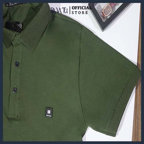 Áo thun nam có cổ Polo kiểu dáng công sở chất cotton co giãn, thấm hút mồ hôi, màu xanh bộ đội nhã nhặn - BAVATU.