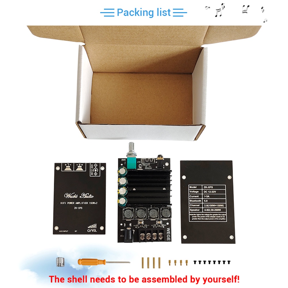 DIYMORE Mô đun bảng mạch khuếch đại công suất âm thanh bluetooth 2.0 ZK-XPS TDA7498E 150WX2