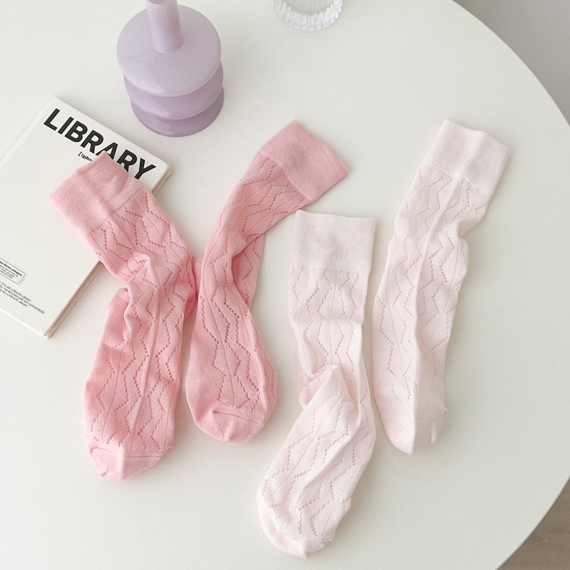 Tất vớ lưới mỏng cổ cao màu basic cute