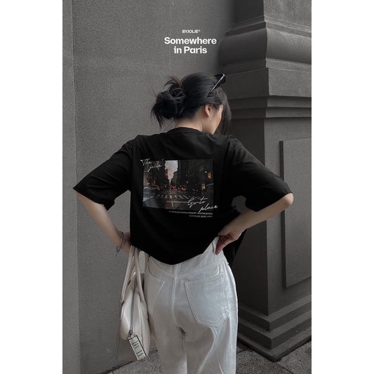 Áo phông wash SOMEWHERE IN PARIS chất cotton form suông unisex nam nữ