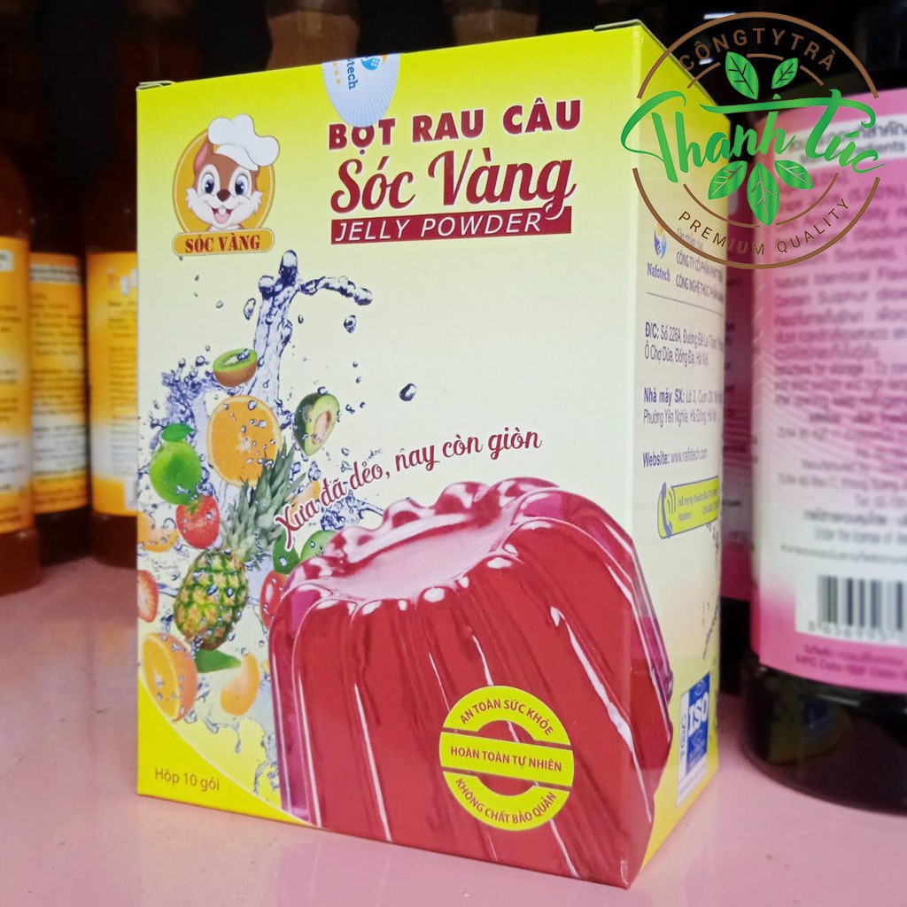 Bột Rau Câu Dẻo Giòn Sóc Vàng Hộp 10 Gói