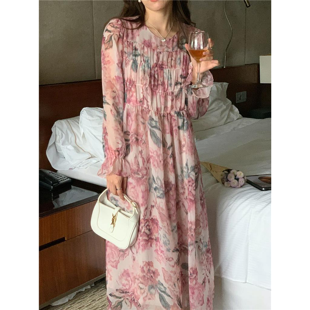 Đầm Voan Hoa Dáng Dài Phong Cách Hàn Quốc Sành Điệu 61068