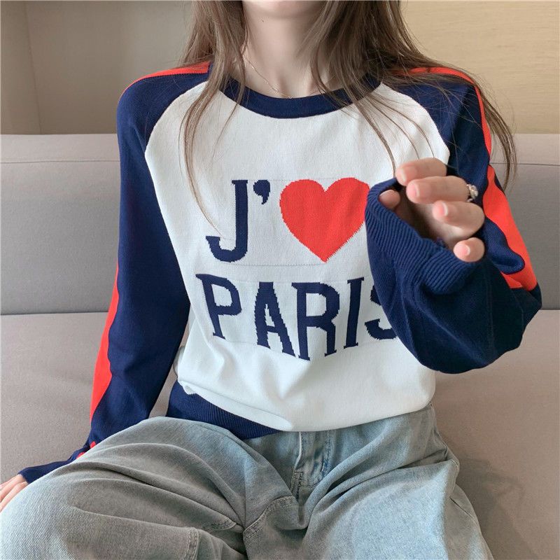 Áo Dệt Kim Dáng Rộng Thiết Kế Khóa Màu Phong Cách Mới Mùa Thu 2022 Cho Nữ