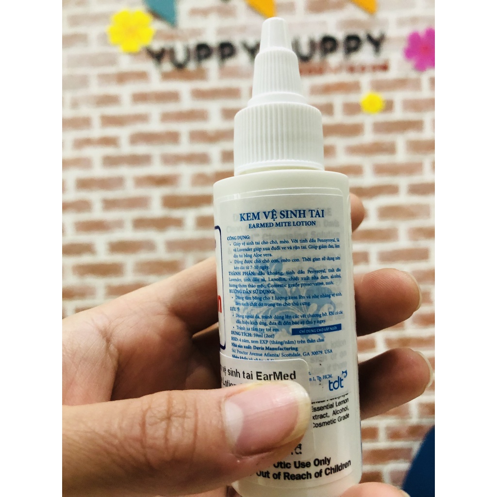 Kem vệ sinh tai  cho chó mèo EarMed Mite Lotion 59ml/ lọ, kem vệ sinh tai cho thú cưng