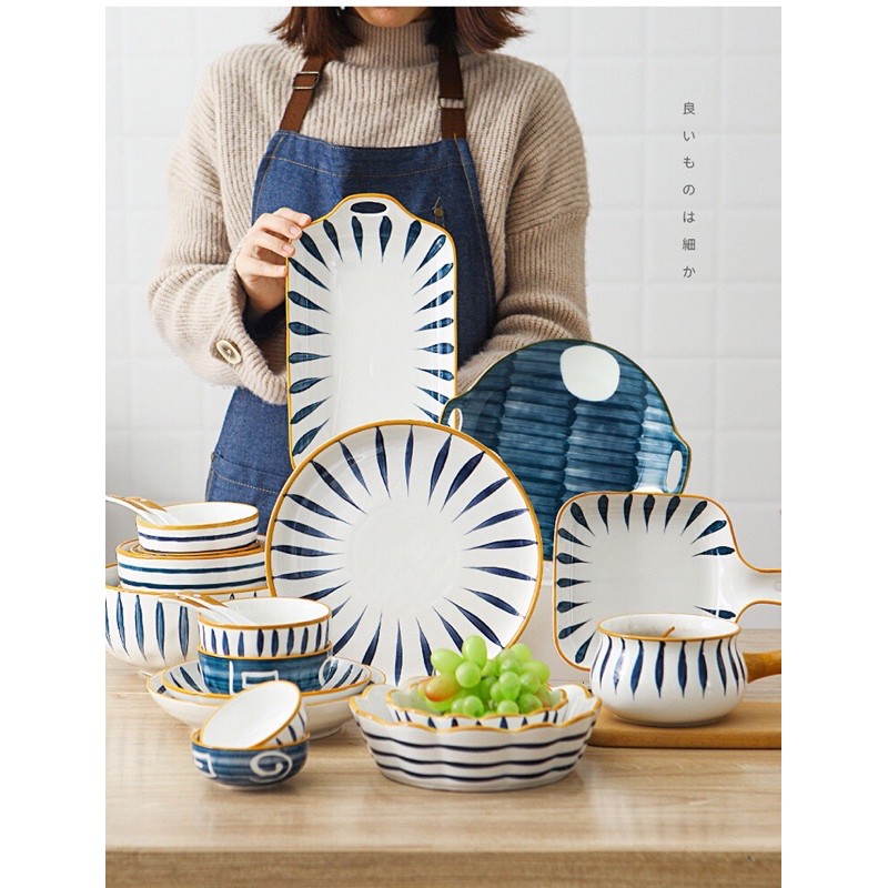 Bộ bát đĩa sứ cao cấp phong cách Nhật bản 4,6,8 người ăn có hộp đẹp