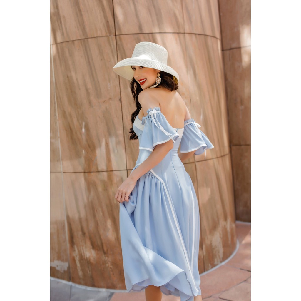 [Mã SKAMSALEP6 giảm 10% tối đa 100K đơn 150K] SÒ VINTAGE - AMIRA Đầm cúp tay rớt vai nhún hai bên hông | BigBuy360 - bigbuy360.vn