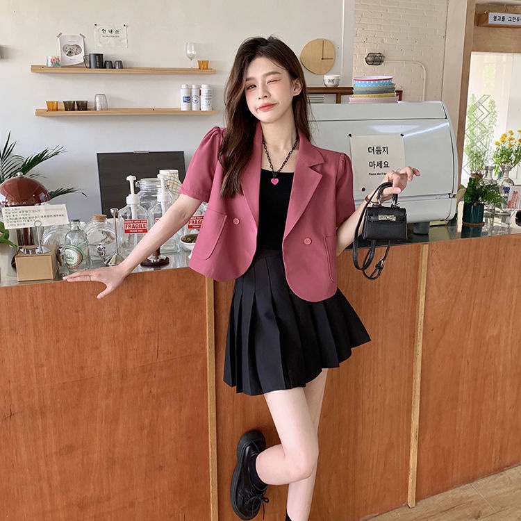 Áo Khoác Vest Tay Ngắn Kiểu Hàn Quốc Thiết Kế Trẻ Trung Cho Nữ | BigBuy360 - bigbuy360.vn