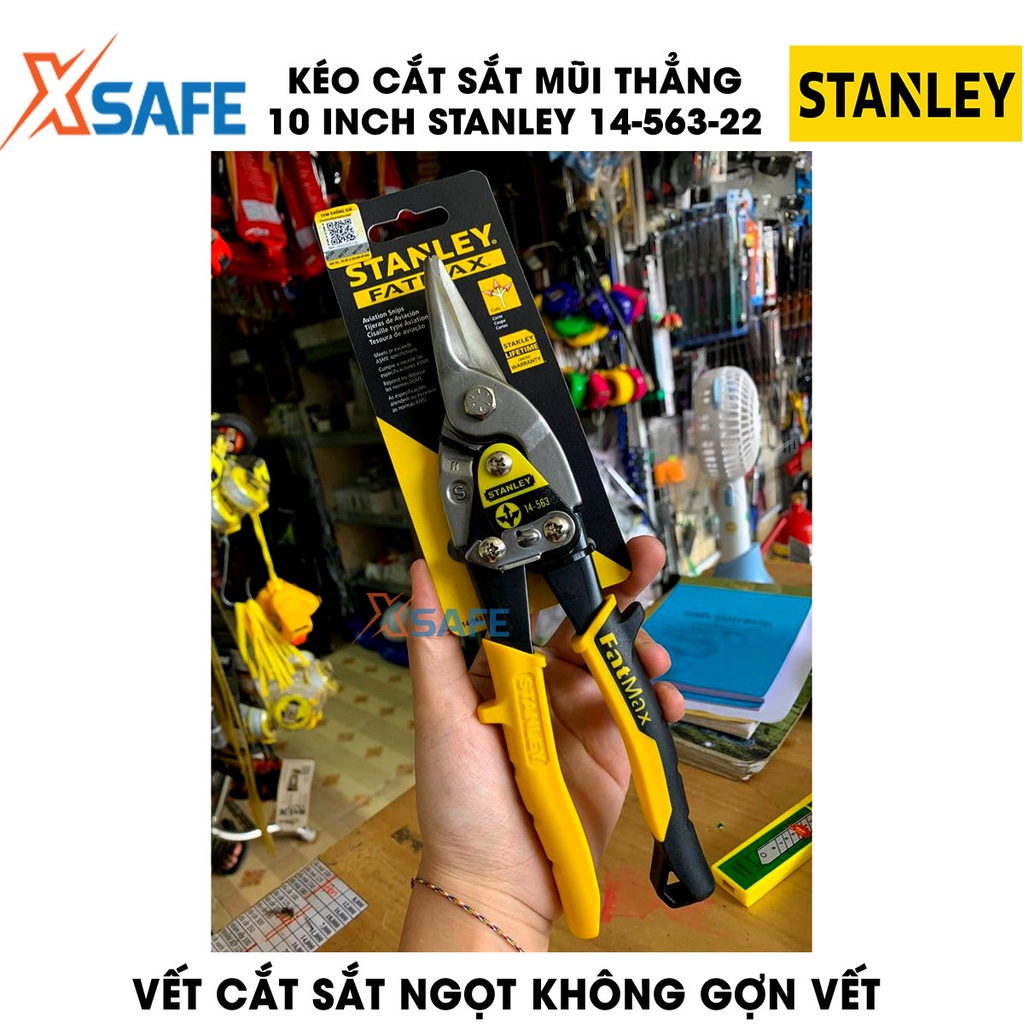 Kéo cắt sắt ba loại mũi (thẳng, trái, phải) 10 INCH 250mm STANLEY Gia công từ hợp kim thép cứng cáp, tay chắc chắn