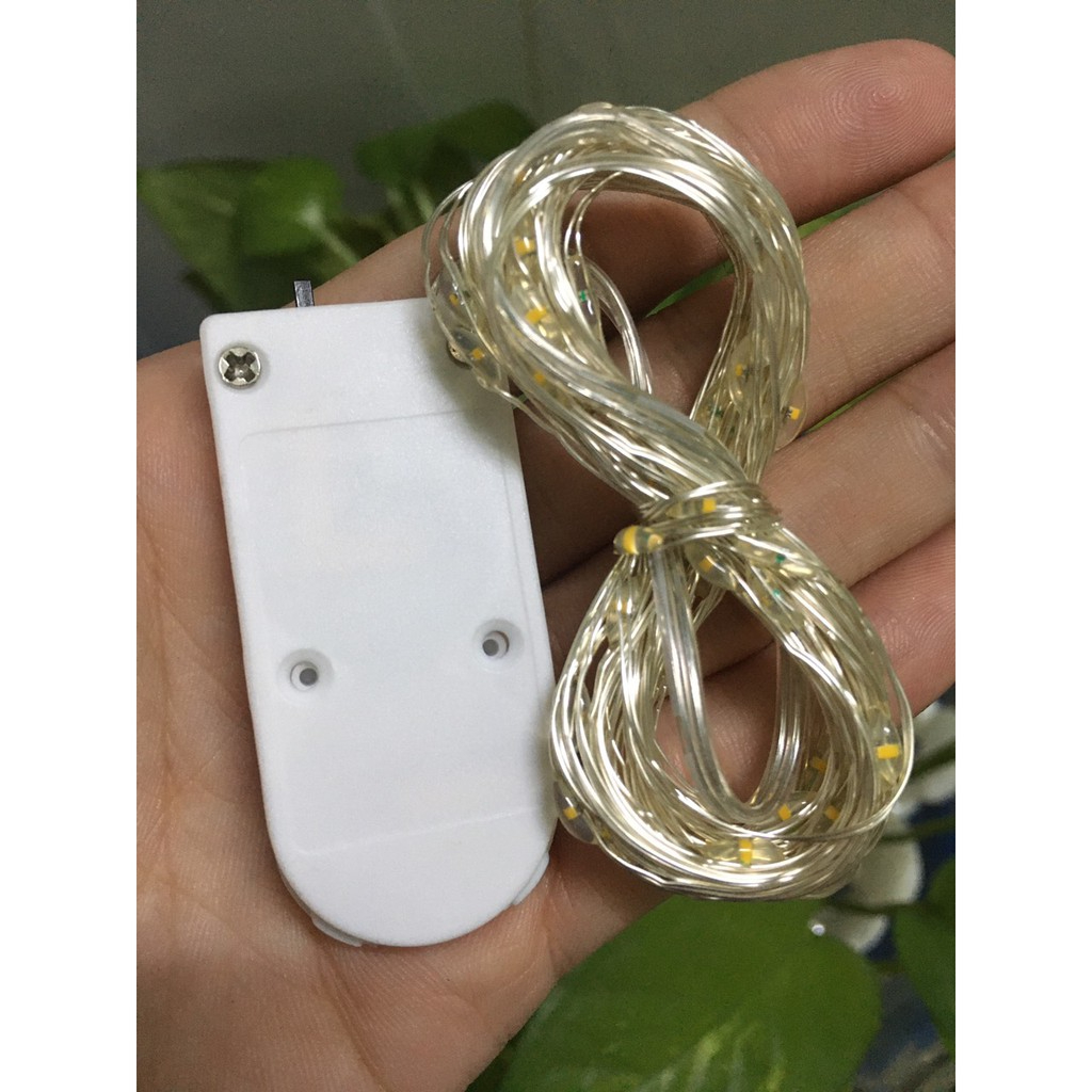 (Kèm Pin) 2 Dây Đèn Led 5M 50 Bóng Đèn Led Đom Đóm Fairy Light Decor Trang Trí Quấn Cây Noel Xài Pin AG13