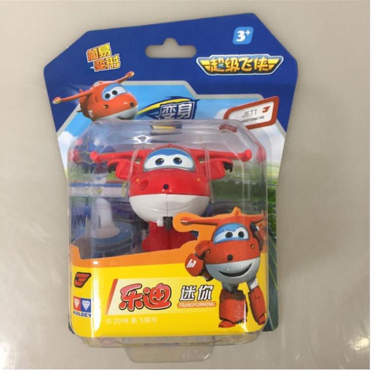 Super wings đồ chơi đội bay siêu đẳng mô hình nhân vật Jett tia chớp máy bay biến thành rô bốt mini