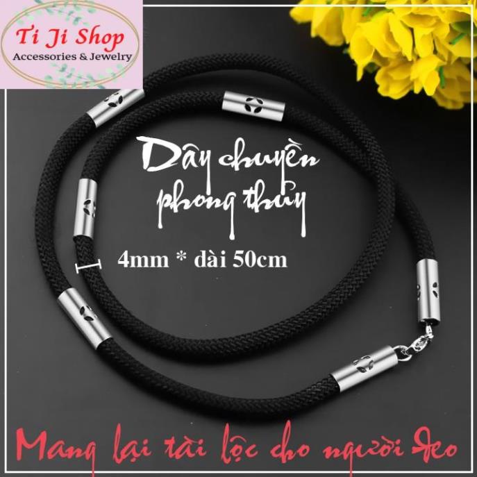 dây chuyền dù đen cao cấp bọc khoanh inox hình kim tiền đem lại sự may mắn