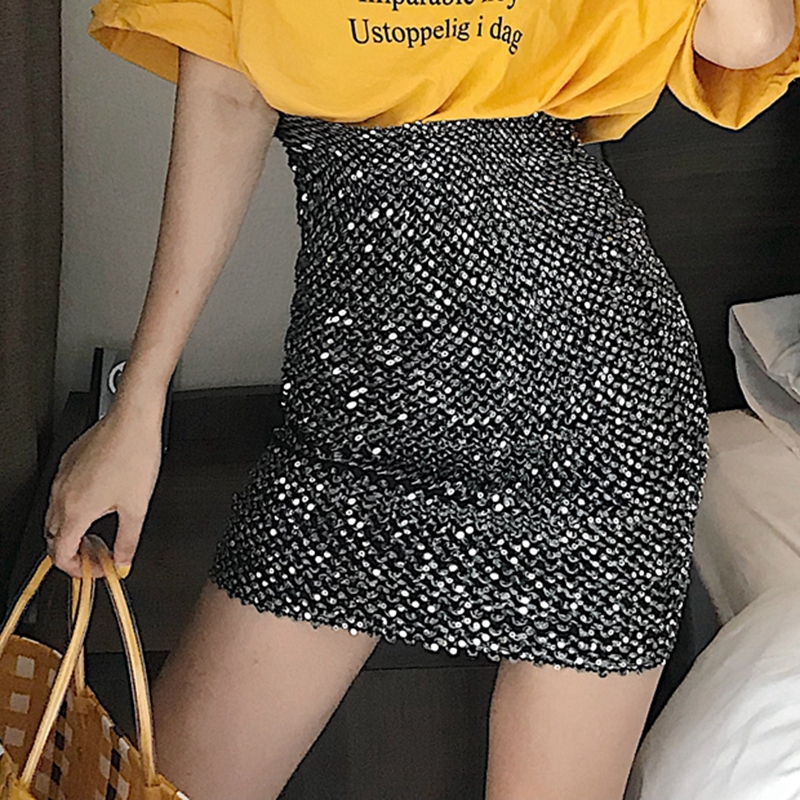 Chân Váy Lưng Cao Lấp Lánh Thời Trang Thu Đông 2019 Cho Nữ