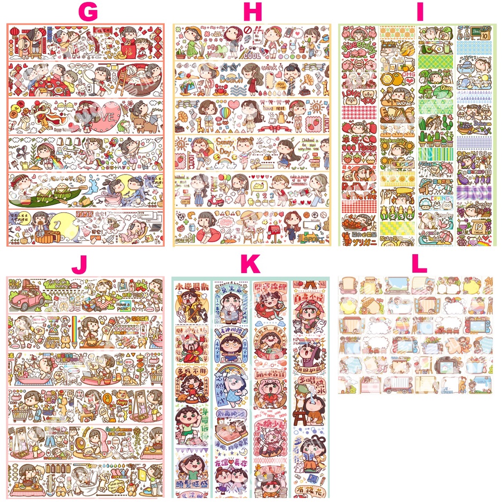 Mochi nhỏ Cuộn băng dính washi in hình nhân vật hoạt hình 20 kiểu thiết kế tươi tắn dễ thươngToàn bộ băng keo