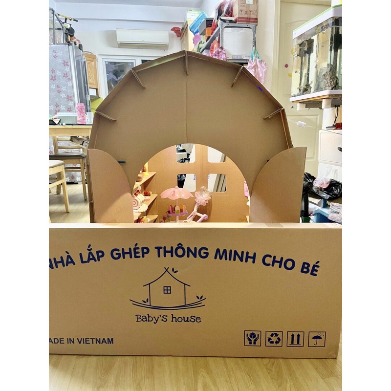 Nhà Lắp Ghép - Nhà Bìa Carton Cho Bé Vui Chơi Tại Nhà - Hỗ Trợ phát triển Tư Duy