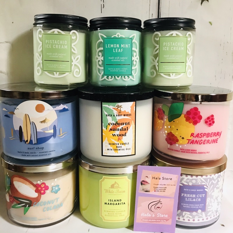 Bath And Body Works ✨ Nến thơm thư giãn cao cấp 3 bấc và 1 bấc Scented Candle