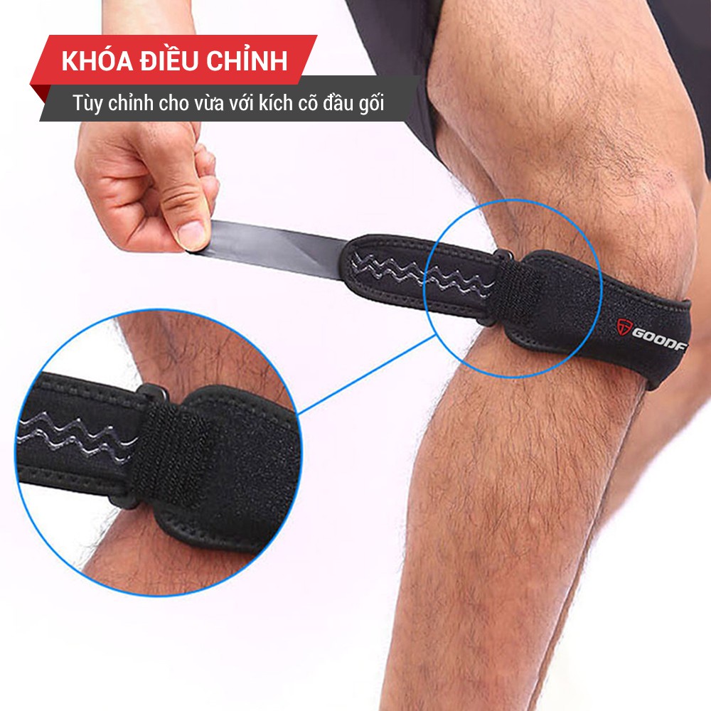 Bó gối thể thao, băng bảo vệ đầu gối GoodFit có đệm bảo vệ dày dặn, silicone chống trượt GF516K