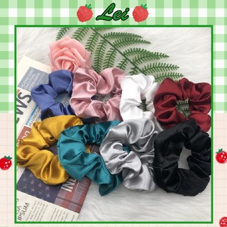 [FLASH SALE]Dây buộc tóc co giãn màu trơn thời trang cho nữ LEI208 (Hair Scrunchies)