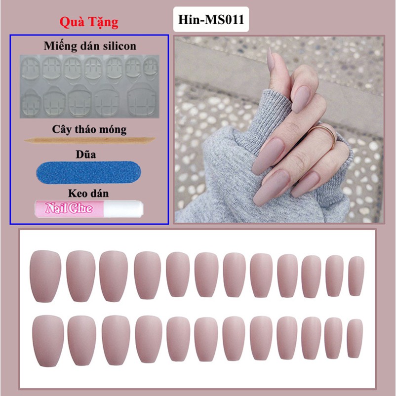 Set 24 Móng Tay Giả Trang Trí Nghệ Thuật DIY kiểu trơn Hin Nail cao cấp