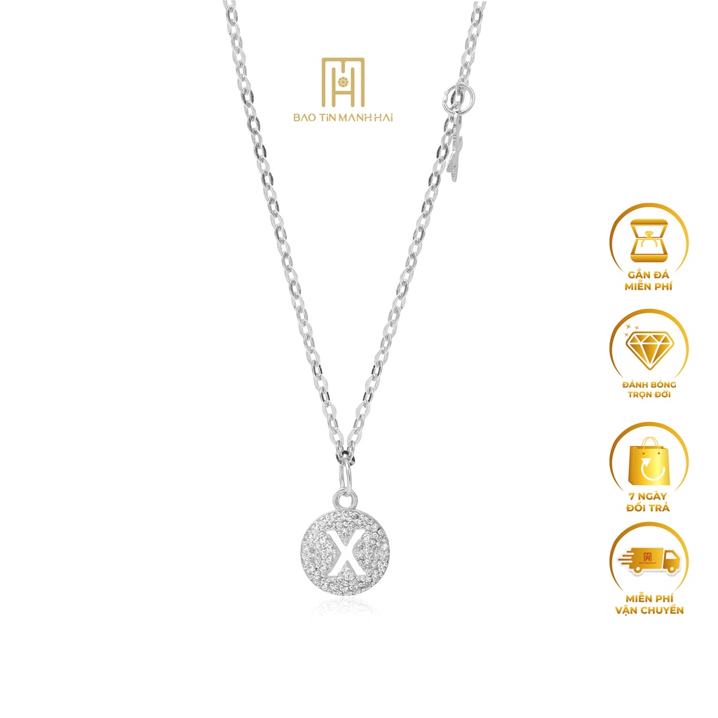 Dây chuyền Bạc ta hình tròn chữ X phong cách Hàn Quốc DB05 Bảo Tín Mạnh Hải