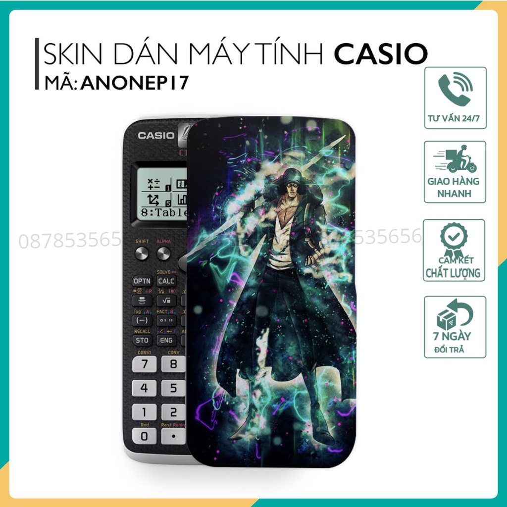 Miếng Decal dán máy tính CASIO 570/ CASIO 580/ VINACAL In Hình Anime One Piece Bộ 4 - anonepb4