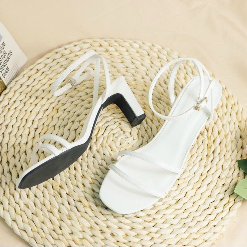 sandal quai mảnh, gót trụ 5cm