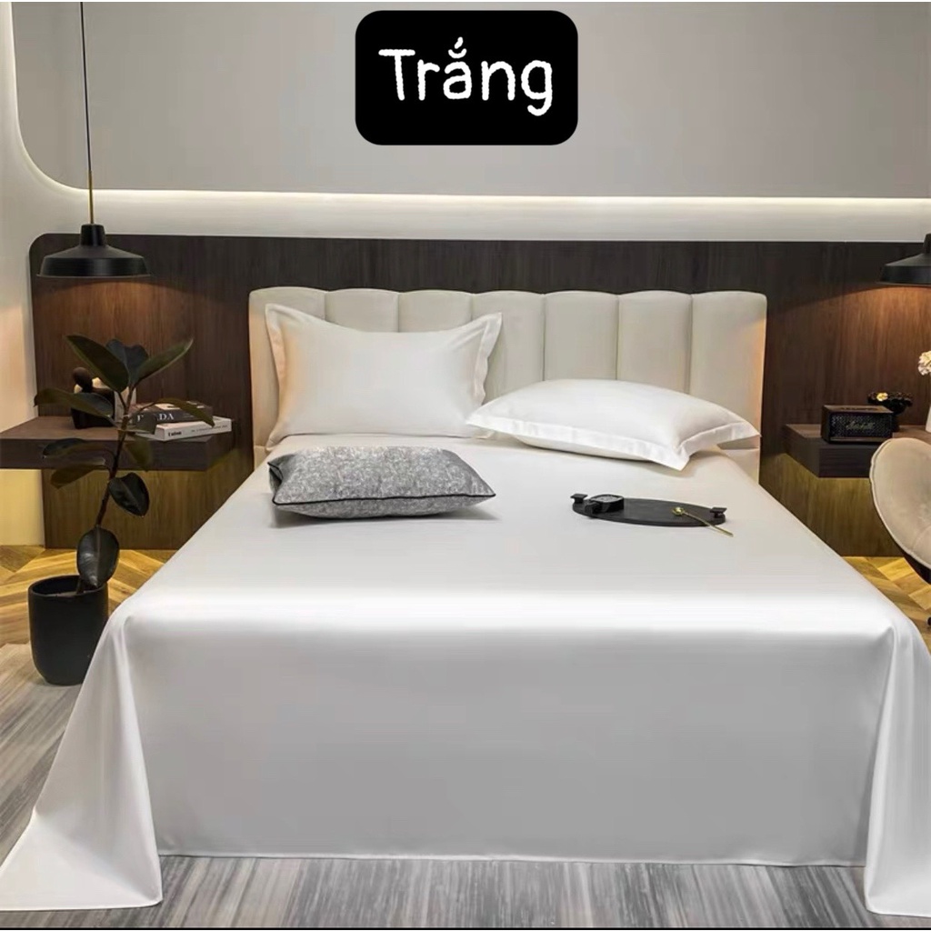 Bộ ga giường phi lụa trơn LIDACO chất liệu lụa mượt mà, óng ả decor phòng ngủ vintage