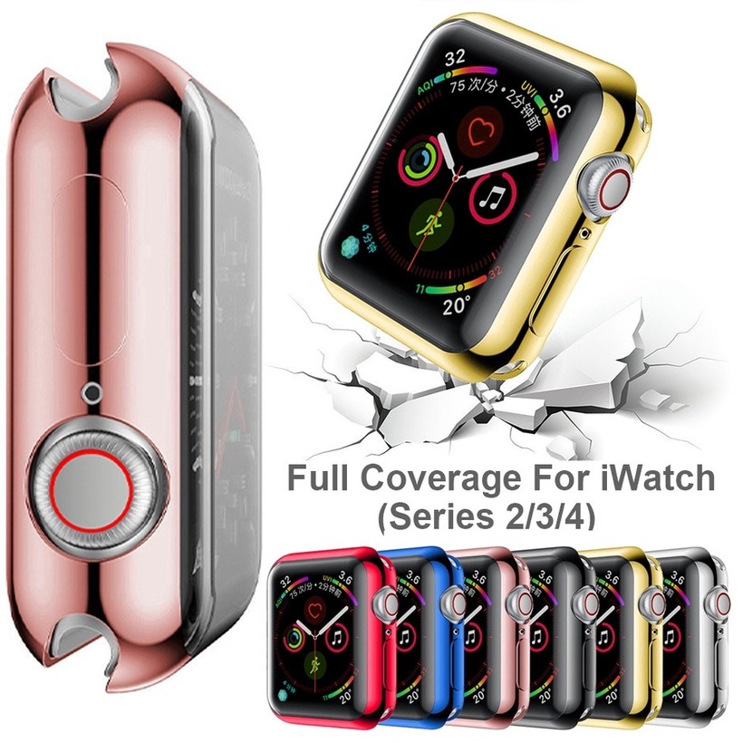 Case for Apple Watch Series 6 SE 38mm 42mm 40mm 44mm 360 Full Plating  iwatch Protective Frame TPU Soft Cover