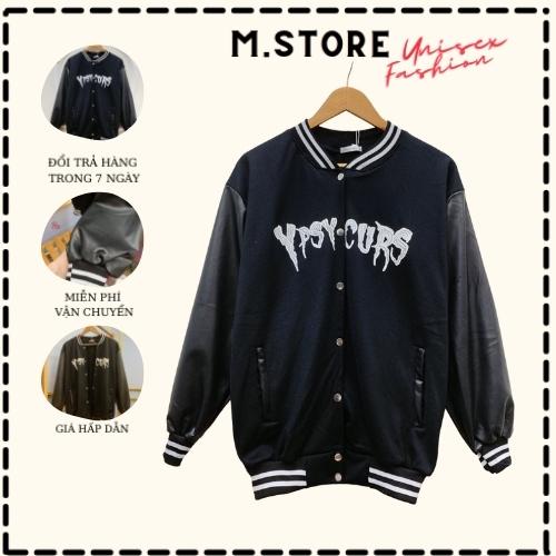 Áo khoác bomber nam nữ YP chất nỉ ngoại phối tay da thể thao cá tính mặc đi học đi làm đi chơi M.Store