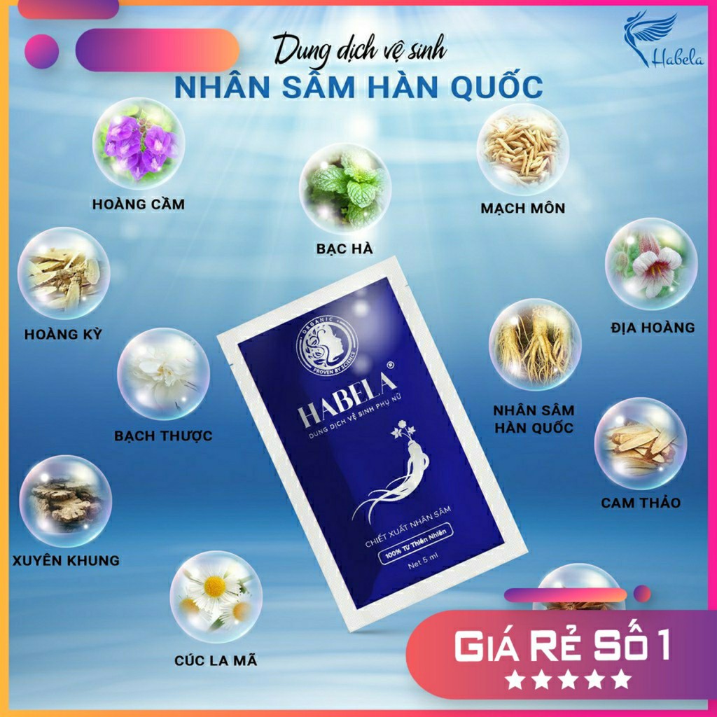 [GIÁ DÙNG THỬ] Gói Nhỏ Dung dịch vệ sinh Phụ Nữ Chiết Xuất Nhân Sâm Hàn Quốc Habela - dạng gói 5ml