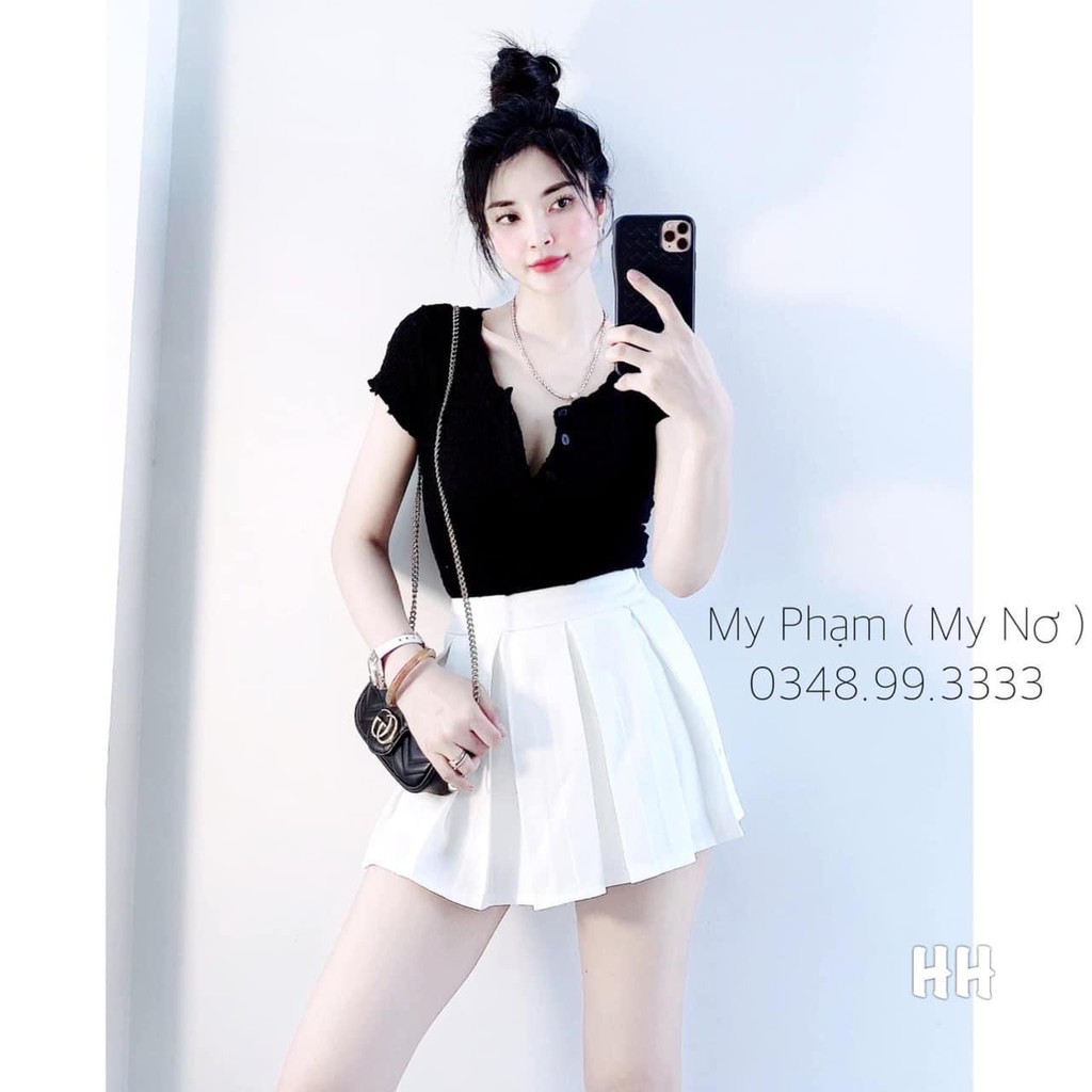 Áo Len Xốp Body Mongtoghi Cổ Tròn Cúc Ngực Siêu Hot