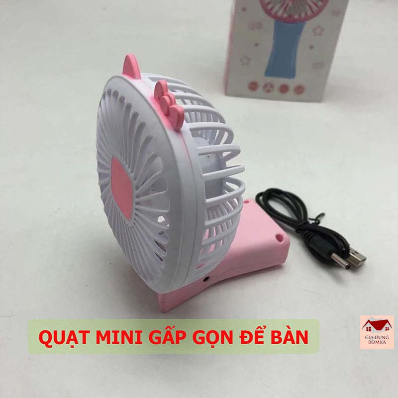 Quạt Kitty Sạc Tích Điện Mini Cổng USB Type C Cầm Tay Hoặc Đặt Bàn [QUẠT MINI]