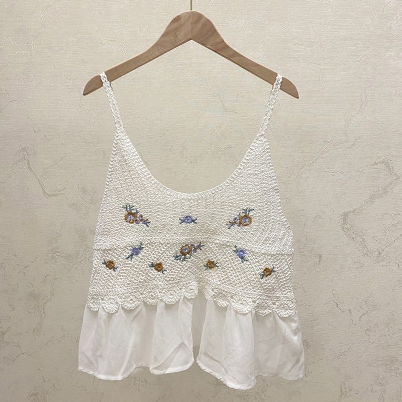 Áo Dệt Peplum Sát Nách Cổ Chữ V Thêu Hoa Thời Trang Mùa Hè Cho Nữ